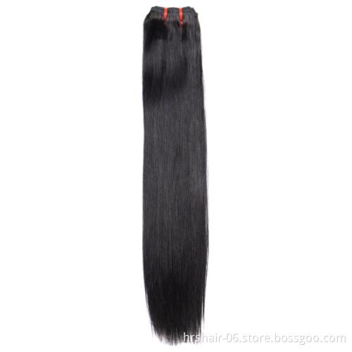 Double drawn straight human hair bundles raw virgin flat weft 12A 1B Natural black 10-24 inch thick end hair weave